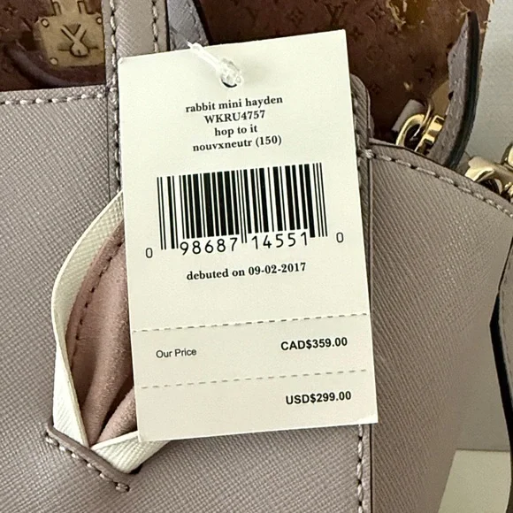 NWT KATE SPADE Mauve Hop To It Mini Hayden 3D Bunny Rabbit Novelty Crossbody Bag - Picture 4 of 9